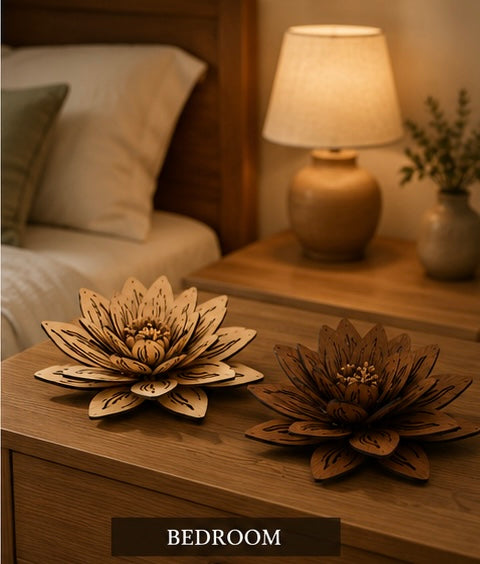 Wooden Lotus Flower Decor