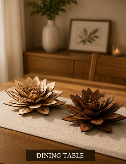 Wooden Lotus Flower Decor
