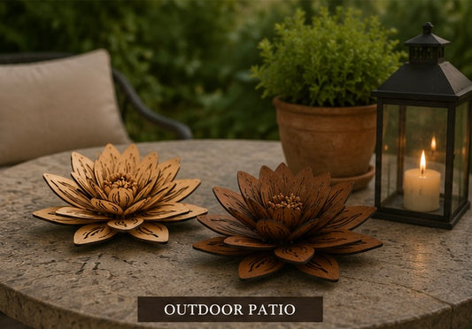 Wooden Lotus Flower Decor