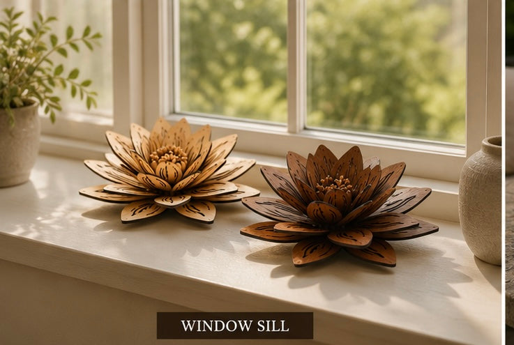 Wooden Lotus Flower Decor