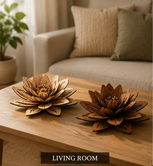 Wooden Lotus Flower Decor