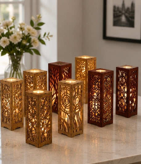 Wooden Crescent Lantern Lamp