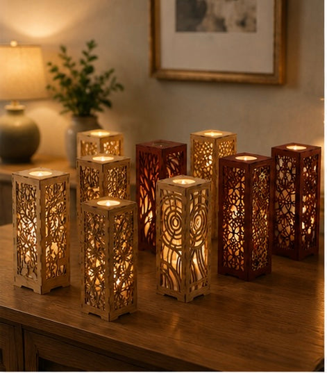 Wooden Crescent Lantern Lamp