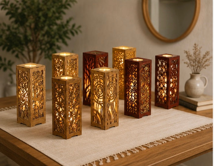 Wooden Crescent Lantern Lamp