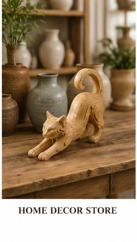 Wooden Cat for Table