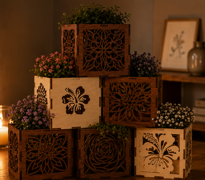 Decorative Flower Print Boxes