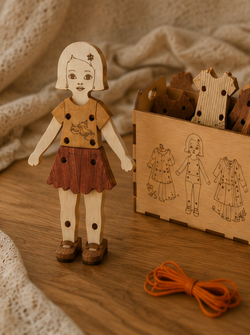 Wooden Dress-Up Doll Toy